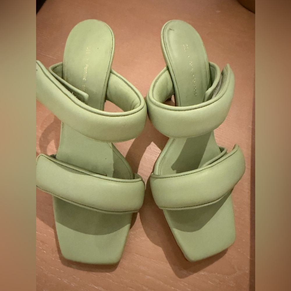 Women's Pale Green Strappy Slide Sandals